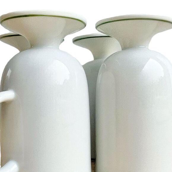 Vintage Irish Coffee White Shamrock Green Trim Footed Ceramic Mugs Set of 4 - Picture 15 of 16